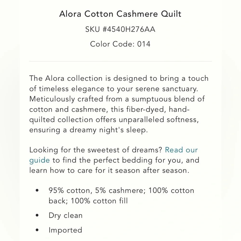 Anthropologie Alora Cotton Cashmere Quilt Size Cal King NWT